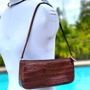 Pelle studio Crocodile-embossed Baguette shoulder bag, Italian Leather